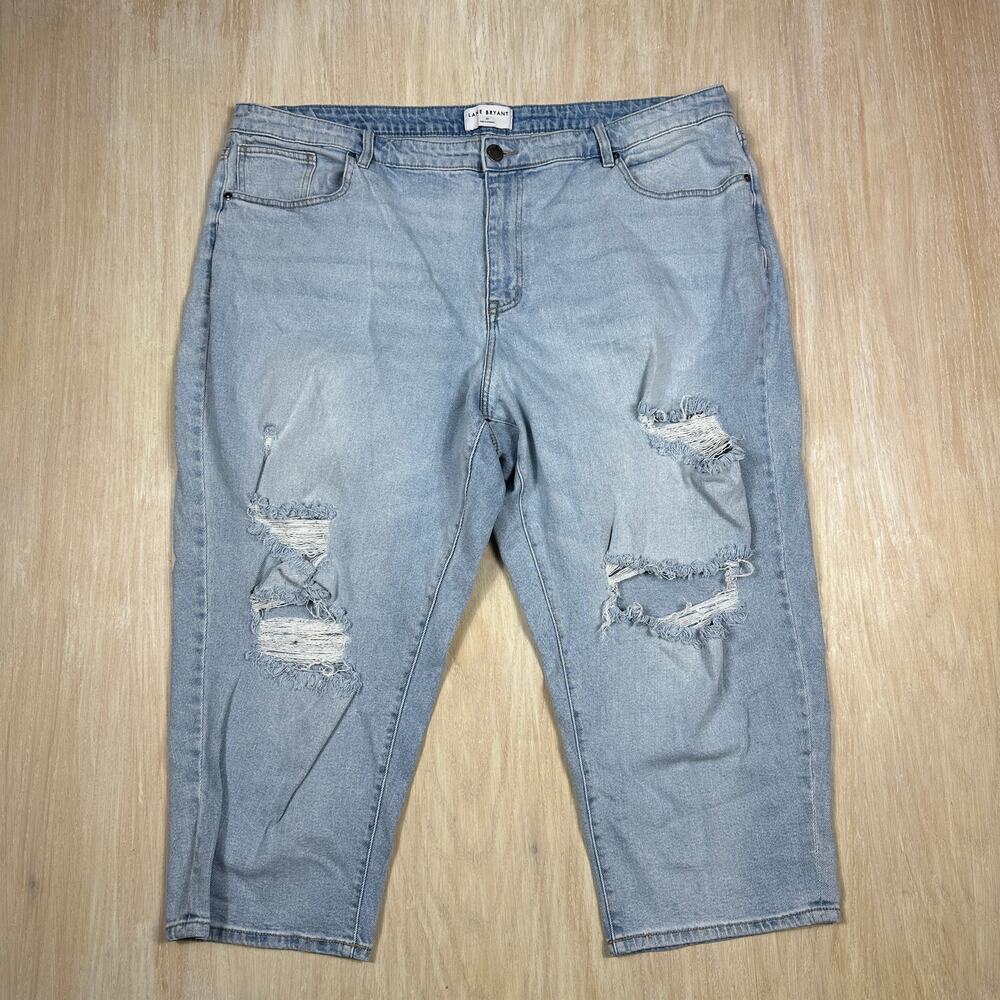Lane Bryant Flex Magic Waistband Ripped Boyfriend Capri Denim Jeans Plus Size 22